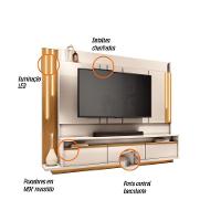 Sala De Estar Estante Home Montane, Cristaleira évora E Buffet Saluti Off White-cinamomo - Hb Móveis Off White-cinamomo - 3