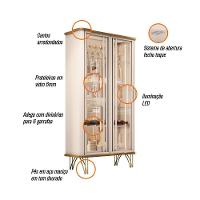 Sala De Estar Estante Home Montane, Cristaleira évora E Buffet Saluti Off White-cinamomo - Hb Móveis Off White-cinamomo