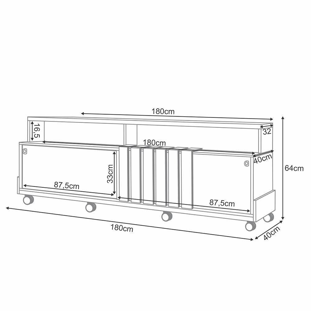 Rack Bancada Graci 1.8 Cinamomo-off White Para Tv Até 70? - Hb Móveis Cinamomo-off White - 5