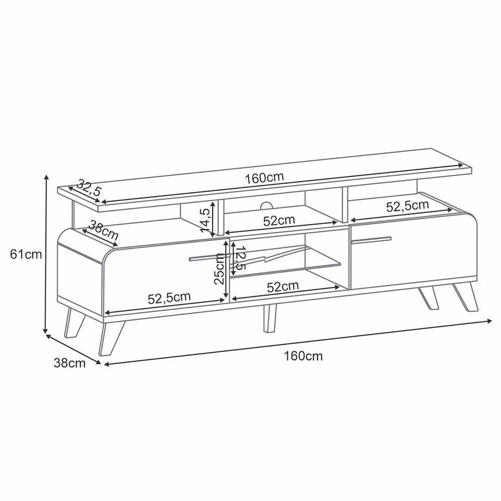 Rack Bancada Essenza Com Painel Link 1.6 Cinamomo-off White Para Tv Até 60? - Hb Móveis Cinamomo-off White - 6