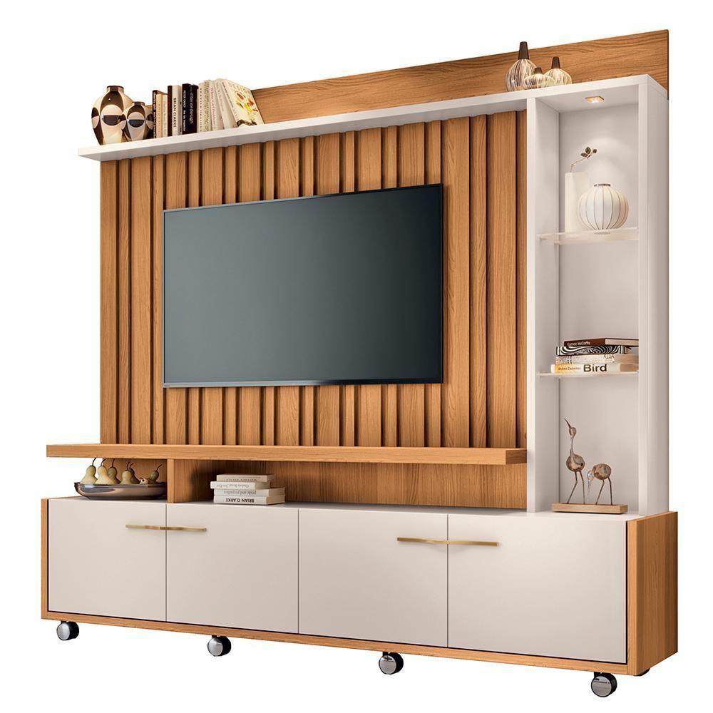 Estante Home Theater Titan Ripado Cinamomo-off White Para Tv Até 60? - Hb Móveis Cinamomo-off White - 1