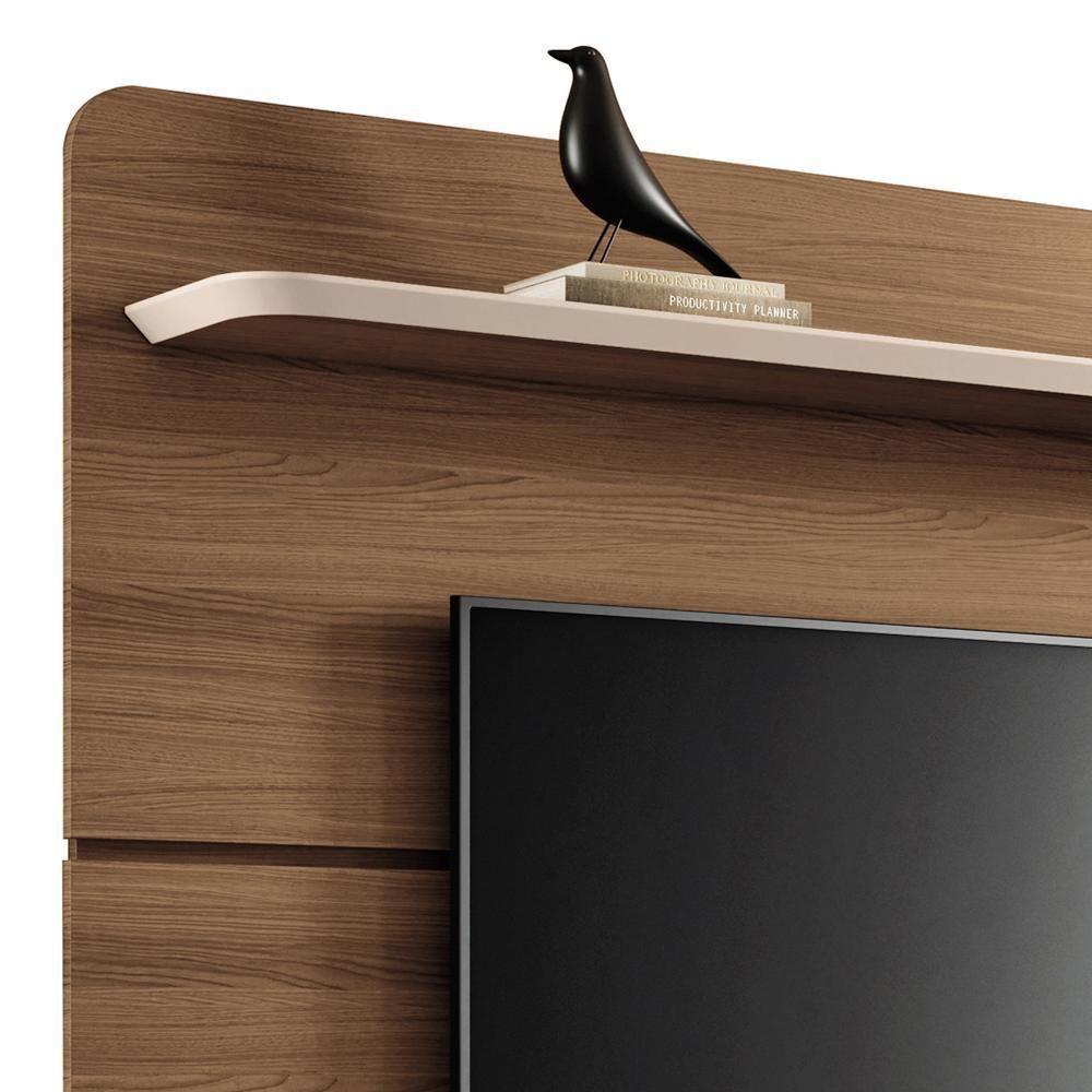 Painel Suspenso Curv 1.8 Castanho-off White Para Tv Até 70 - Hb Móveis Castanho-off White - 2