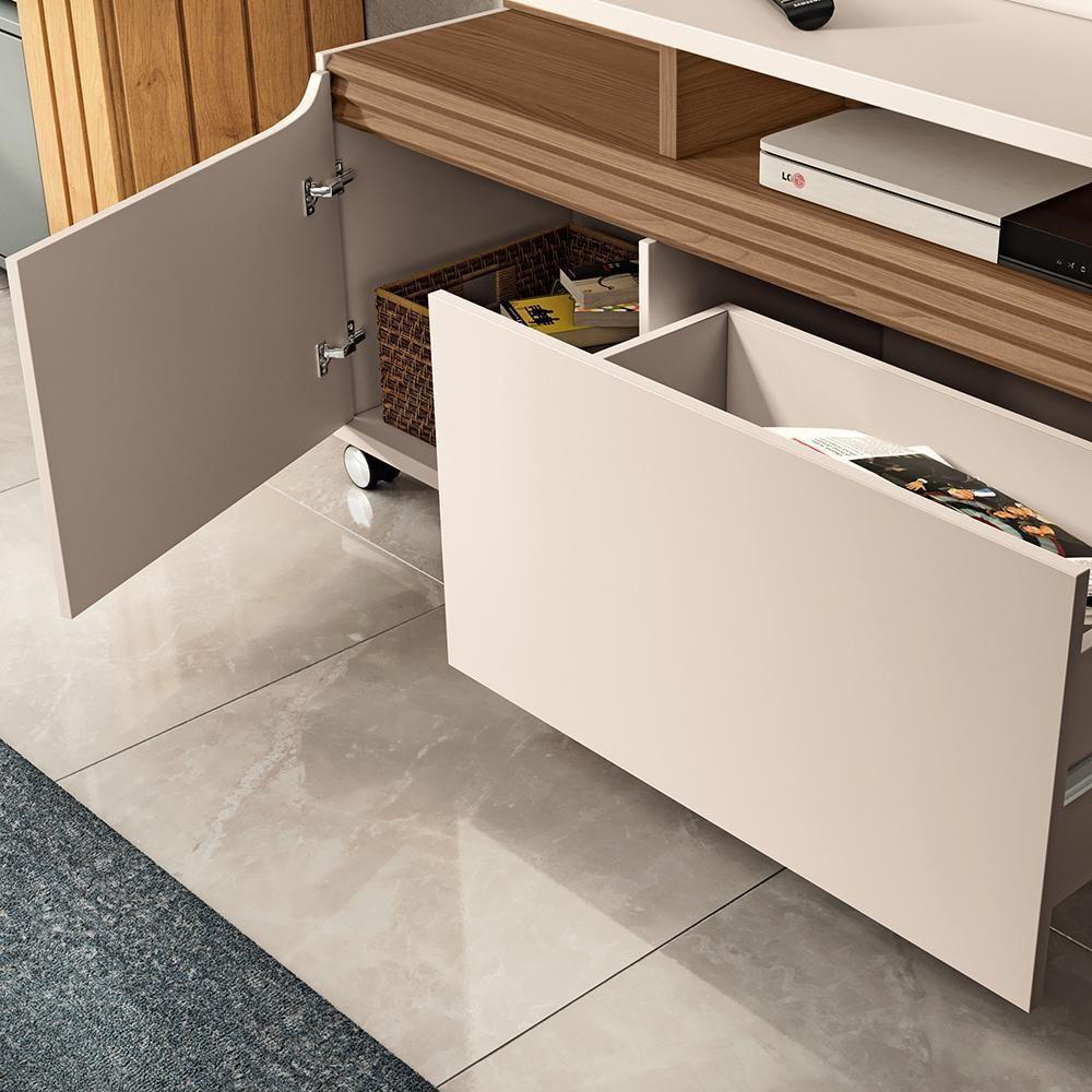 Estante Home Theater Quantum Off White-castanho Para Tv Até 70? - Hb Móveis Off White-castanho - 5