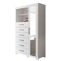 Multi-cômoda Marabá 1.6 1 Porta 6 Gavetas Branco Com Pés E Espelho - Santos Andirá Branco - 1