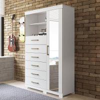 Multi-cômoda Marabá 1.6 1 Porta 6 Gavetas Branco Com Pés E Espelho - Santos Andirá Branco - 2