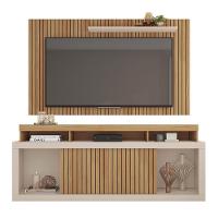Rack Bancada Com Painel New Oscar Ripado Buriti-off White Para Tv Até 60? - Caemmun Buriti-off White - 1