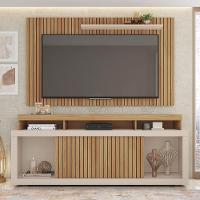 Rack Bancada Com Painel New Oscar Ripado Buriti-off White Para Tv Até 60? - Caemmun Buriti-off White - 2