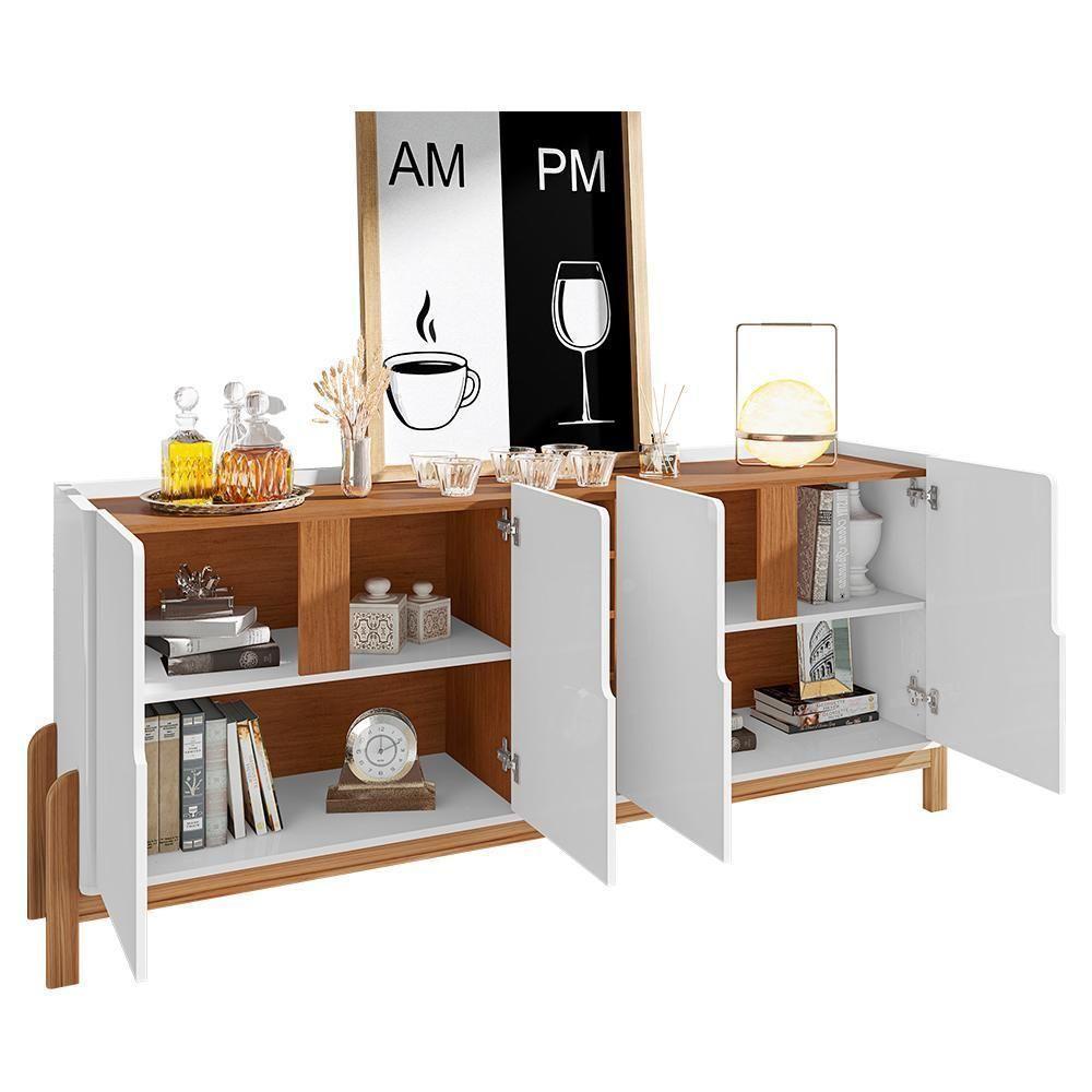 Sala De Jantar Lizz Com Cristaleira E Buffet Aparador Com Adega Branco-cedro - Casa D Branco-cedro - 6