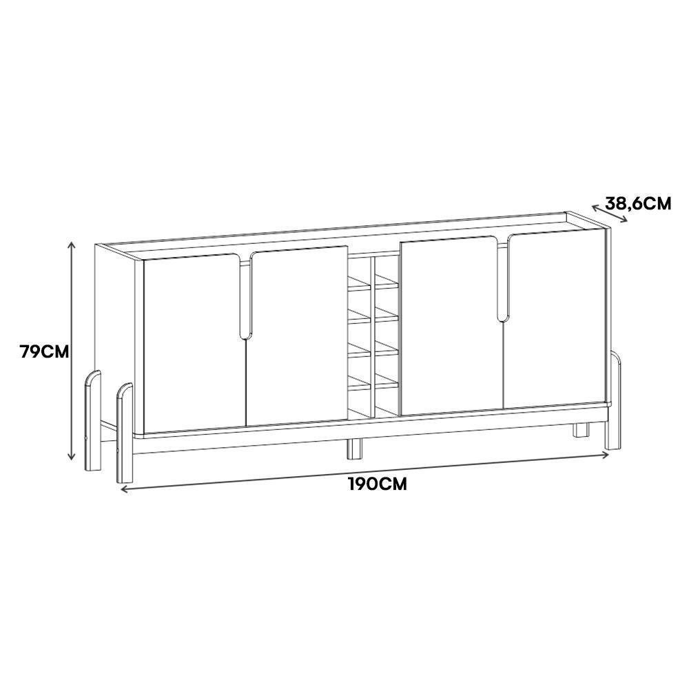 Sala De Jantar Lizz Com Cristaleira E Buffet Aparador Com Adega Branco-cedro - Casa D Branco-cedro - 7