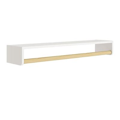 Prateleira Theo 93,6cm Branco Fosco-madeira Natural - Reller Móveis Branco Fosco-madeira Natural