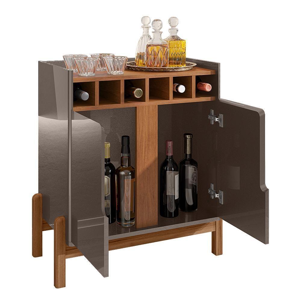 Sala De Jantar Lizz Com Cristaleira E Aparador Barzinho Cinza Pérola-cedro - Casa D Cinza Pérola-cedro - 6