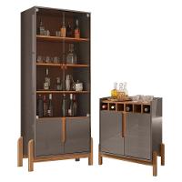 Sala De Jantar Lizz Com Cristaleira E Aparador Barzinho Cinza Pérola-cedro - Casa D Cinza Pérola-cedro - 1