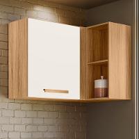 Armário Aéreo Canto Reto Intenza 88,5cm Freijó-off White Cristal Com Nichos - Nicioli Freijó-off White Cristal - 2