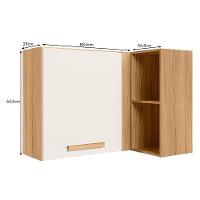 Armário Aéreo Canto Reto Intenza 88,5cm Freijó-off White Cristal Com Nichos - Nicioli Freijó-off White Cristal - 3