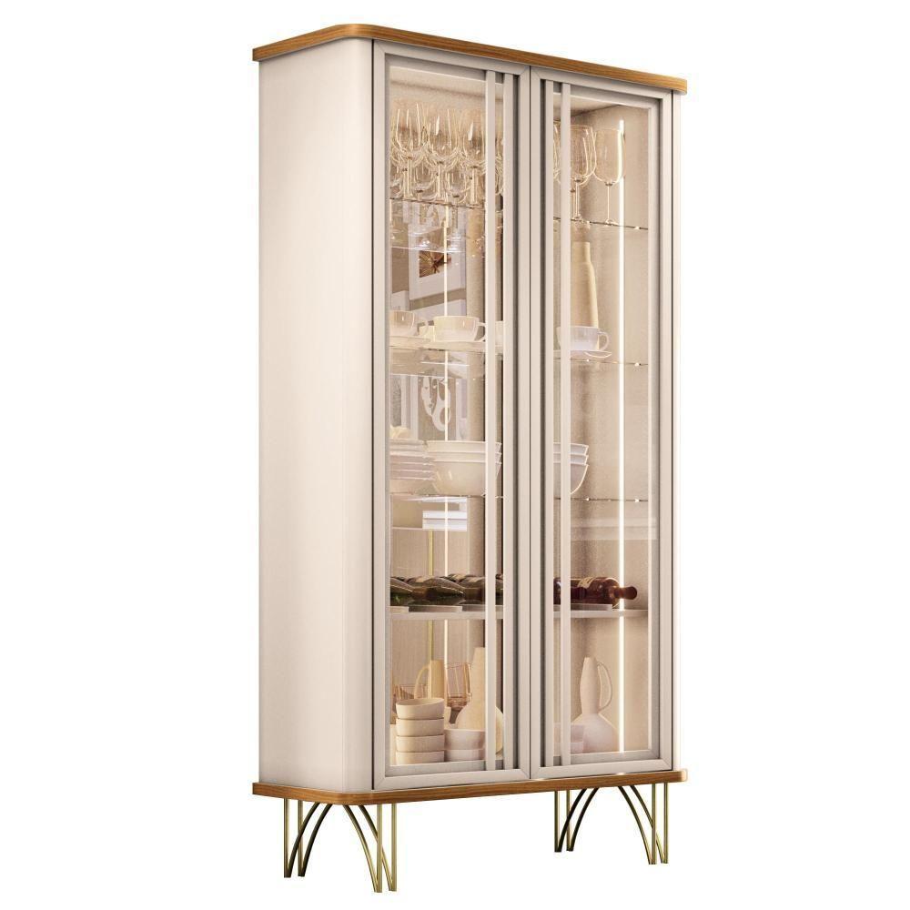 Sala De Jantar Com Cristaleira évora E Balcão Buffet Bevenuto Off White-cinamomo - Hb Móveis Off White-cinamomo - 2