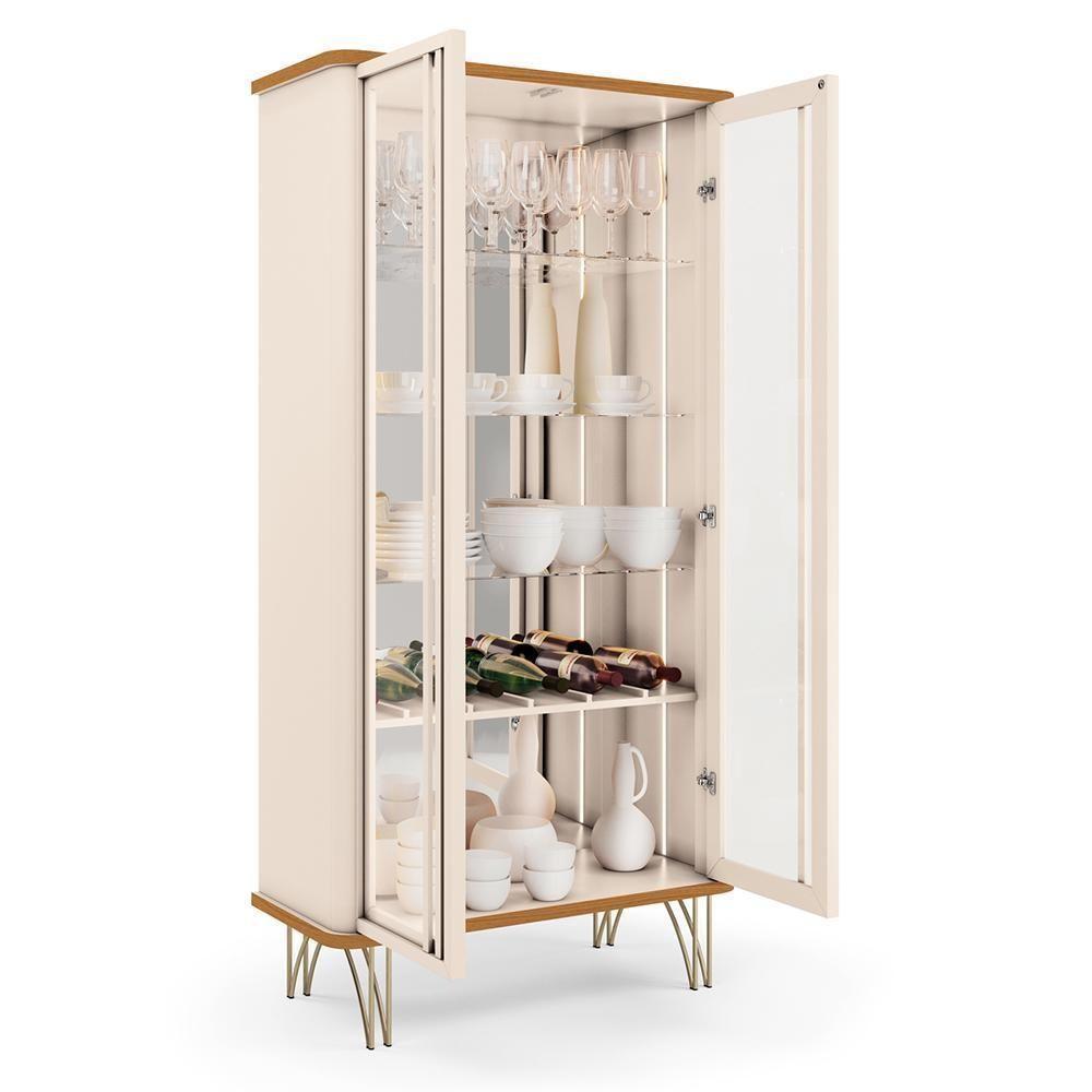 Sala De Jantar Com Cristaleira évora E Balcão Buffet Bevenuto Off White-cinamomo - Hb Móveis Off White-cinamomo - 7