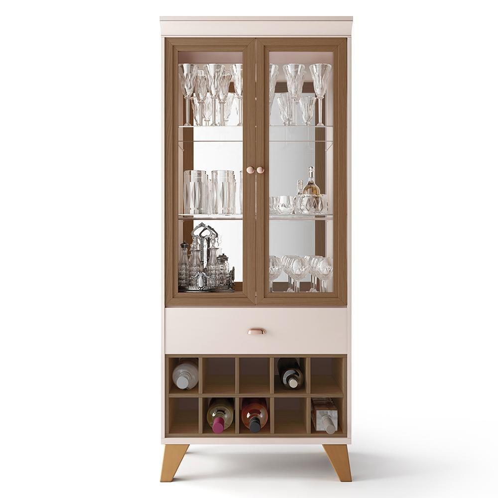 Sala De Jantar Com Cristaleira ópera E Buffet Aparador Sollare Off White-castanho - Hb Móveis Off White-castanho - 2