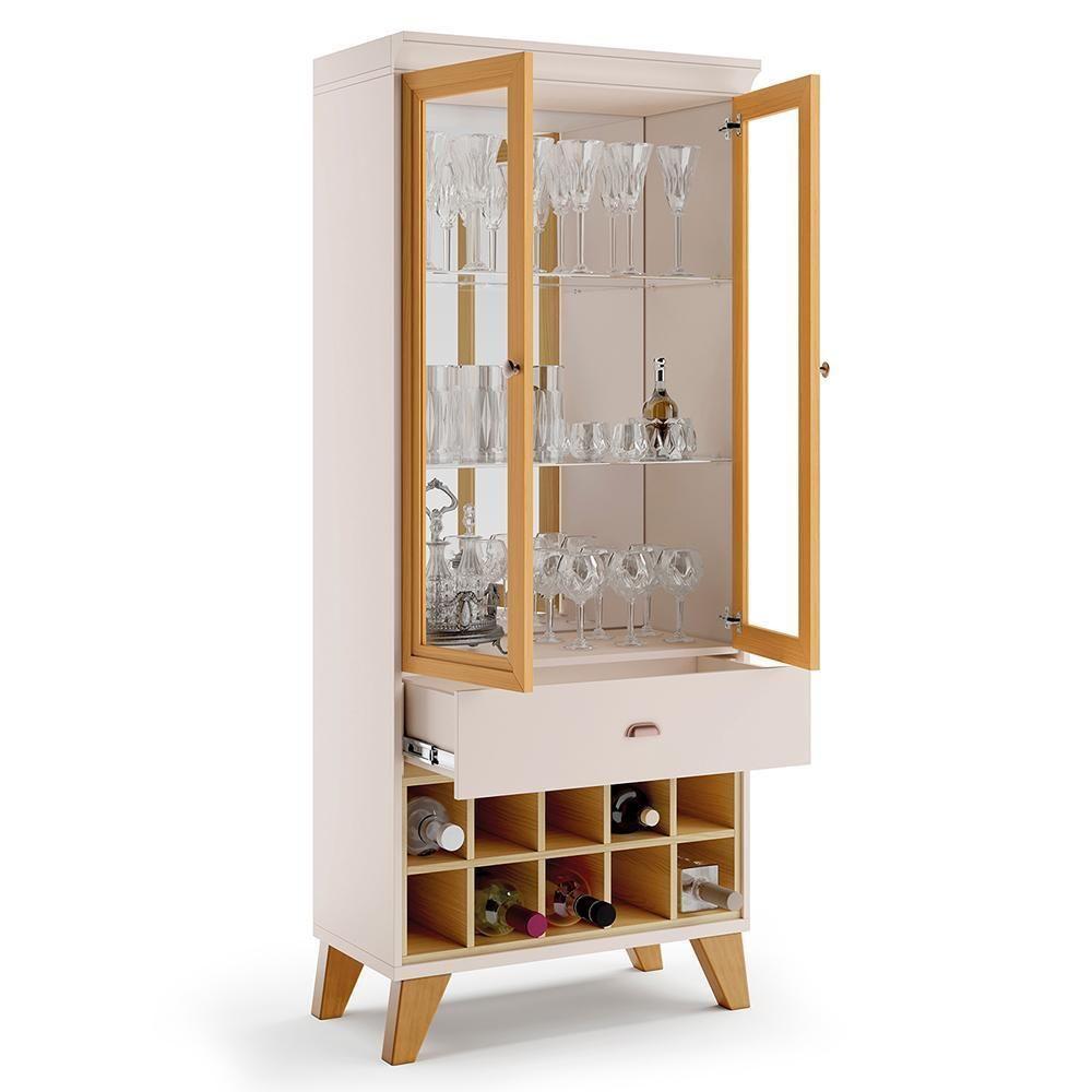 Sala De Jantar Com Cristaleira ópera E Buffet Aparador Sollare Off White-cinamomo - Hb Móveis Off White-cinamomo - 4