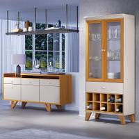 Sala De Jantar Com Cristaleira ópera E Buffet Aparador Sollare Off White-cinamomo - Hb Móveis Off White-cinamomo - 2