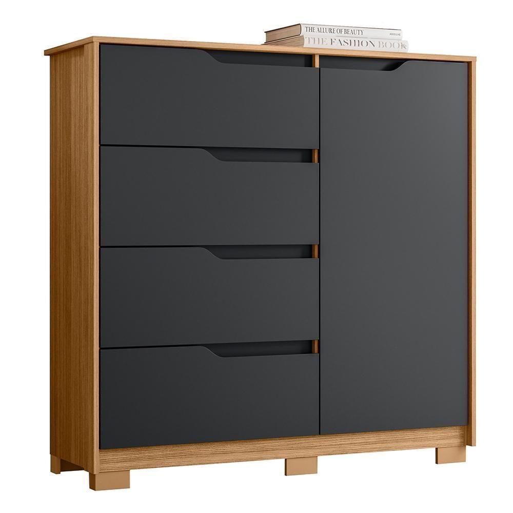 Cômoda Sole 1 Porta E 4 Gavetas Flex Titanium-nature - Móveis Albatroz Titanium-nature - 1