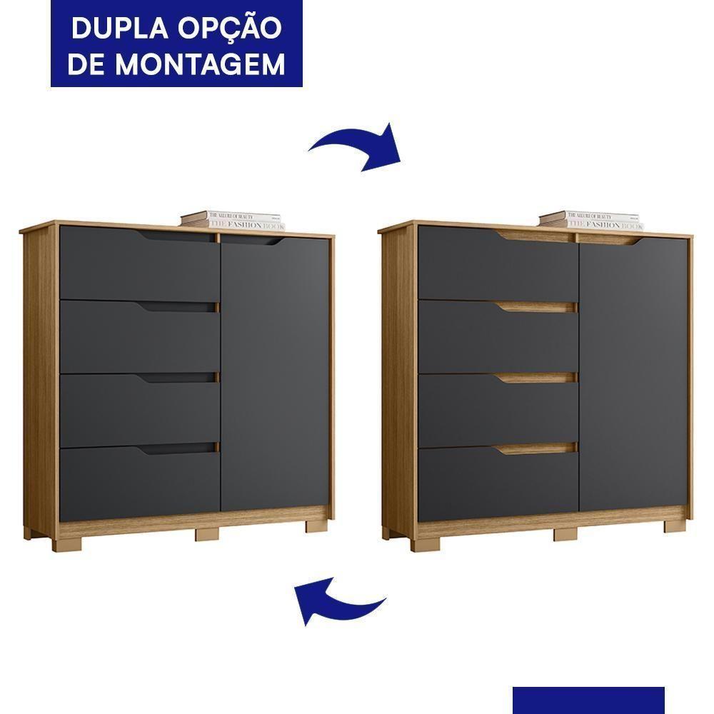 Cômoda Sole 1 Porta E 4 Gavetas Flex Titanium-nature - Móveis Albatroz Titanium-nature - 2