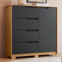 Cômoda Sole 1 Porta E 4 Gavetas Flex Titanium-nature - Móveis Albatroz Titanium-nature - 3