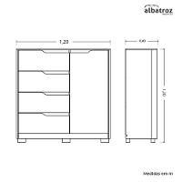 Cômoda Sole 1 Porta E 4 Gavetas Flex Titanium-nature - Móveis Albatroz Titanium-nature - 5