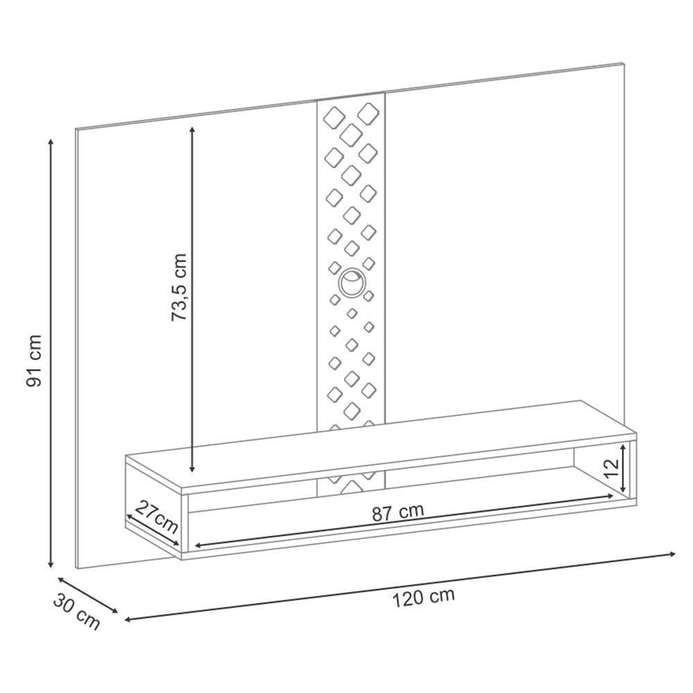 Painel Suspenso Form Castanho-off White Para Tv Até 47 - Hb Móveis Castanho-off White - 2