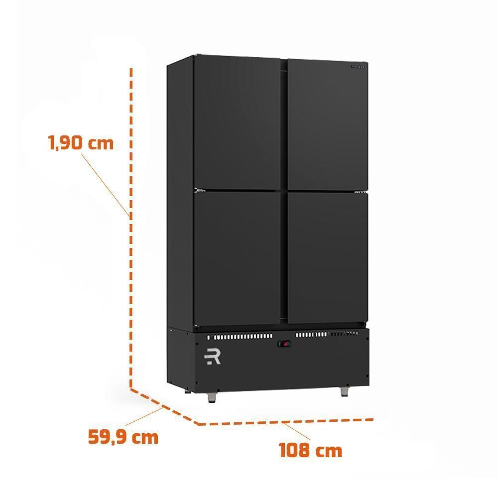 Mini Câmara 4 Portas Resfriados 744l Preto 0 A 7ºc Ar Forçado Motor Inferior Mcr4pp - Refrimate 220V - 2