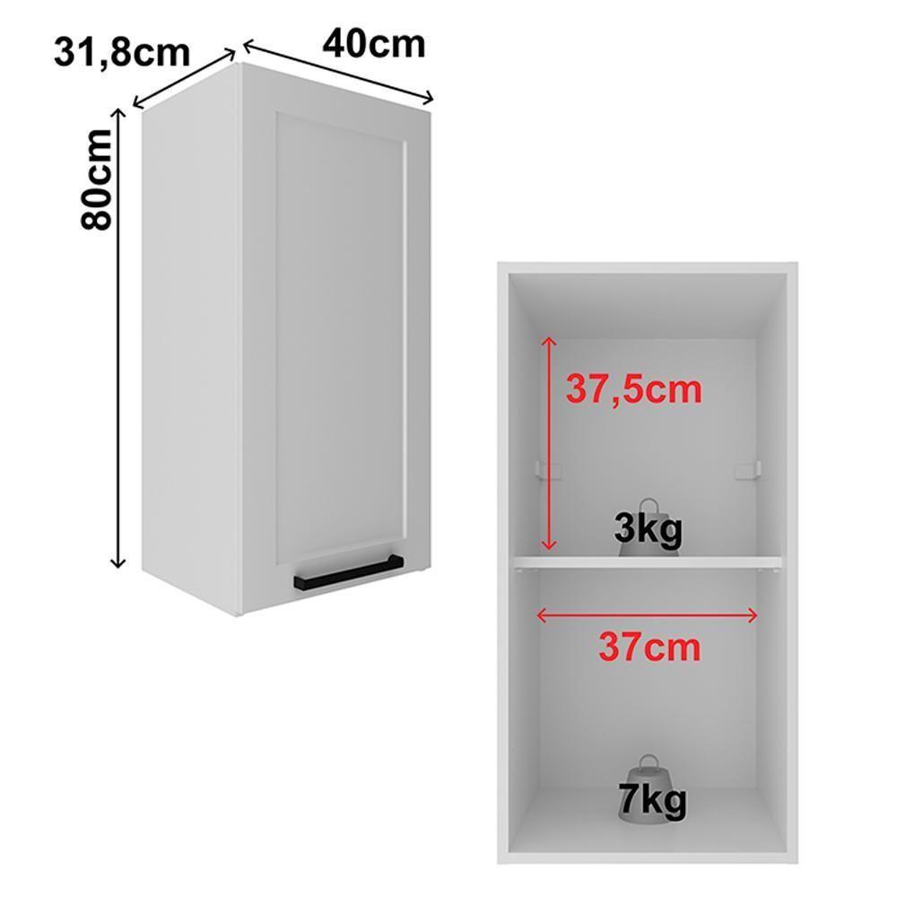 Armario Aereo 1 Porta 40 Cm Mdf Cz3315 Branco Tecno Mobili - 2