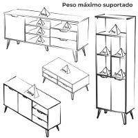 Conjunto Para Sala Rack Tv 60 Pol Carvalho Branco Grafite Prata Arly - 9