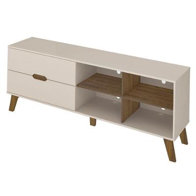 Rack Bancada Tv 75 Pol Mdf 2 Gavetas Cedro Off White Arly Cedro Off White