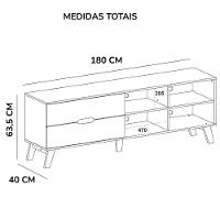 Rack Bancada Tv 75 Pol Mdf 2 Gavetas Cedro Off White Arly Cedro Off White - 3