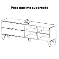 Rack Bancada Tv 75 Pol Mdf 2 Gavetas Cedro Off White Arly Cedro Off White