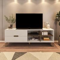 Rack Bancada Tv 75 Pol Mdf 2 Gavetas Cedro Off White Arly Cedro Off White - 6