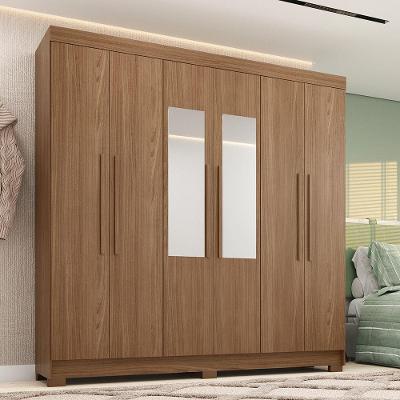 Guarda Roupa Casal Horácio 6 Portas de Bater 2 Gavetas Jatoba MDP