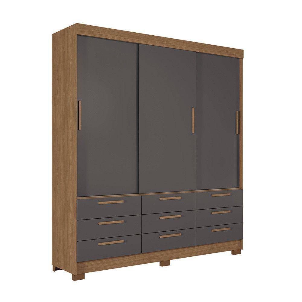Guarda-roupa Casal 194,40 3 Pt 9 Gv Dante Estilo Mm Jatoba/grafitte - 2