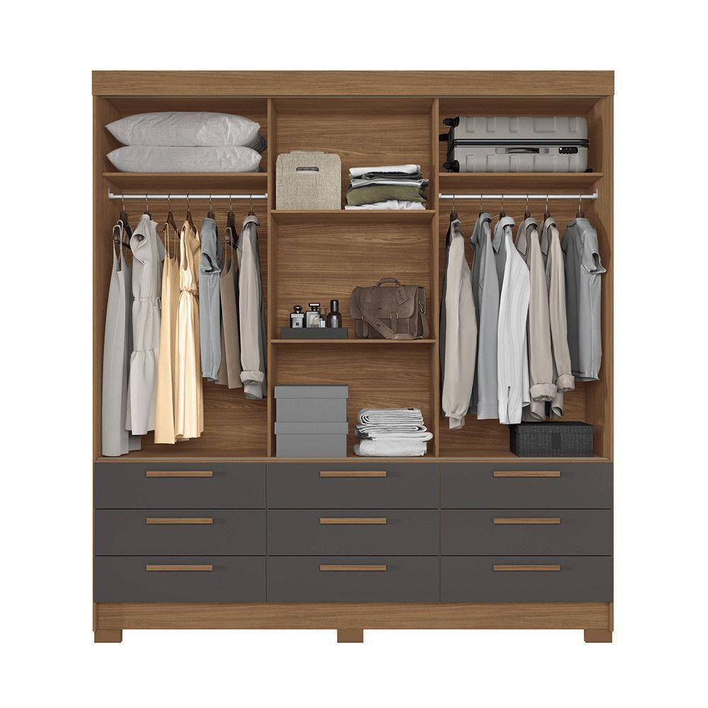 Guarda-roupa Casal 194,40 3 Pt 9 Gv Dante Estilo Mm Jatoba/grafitte - 3