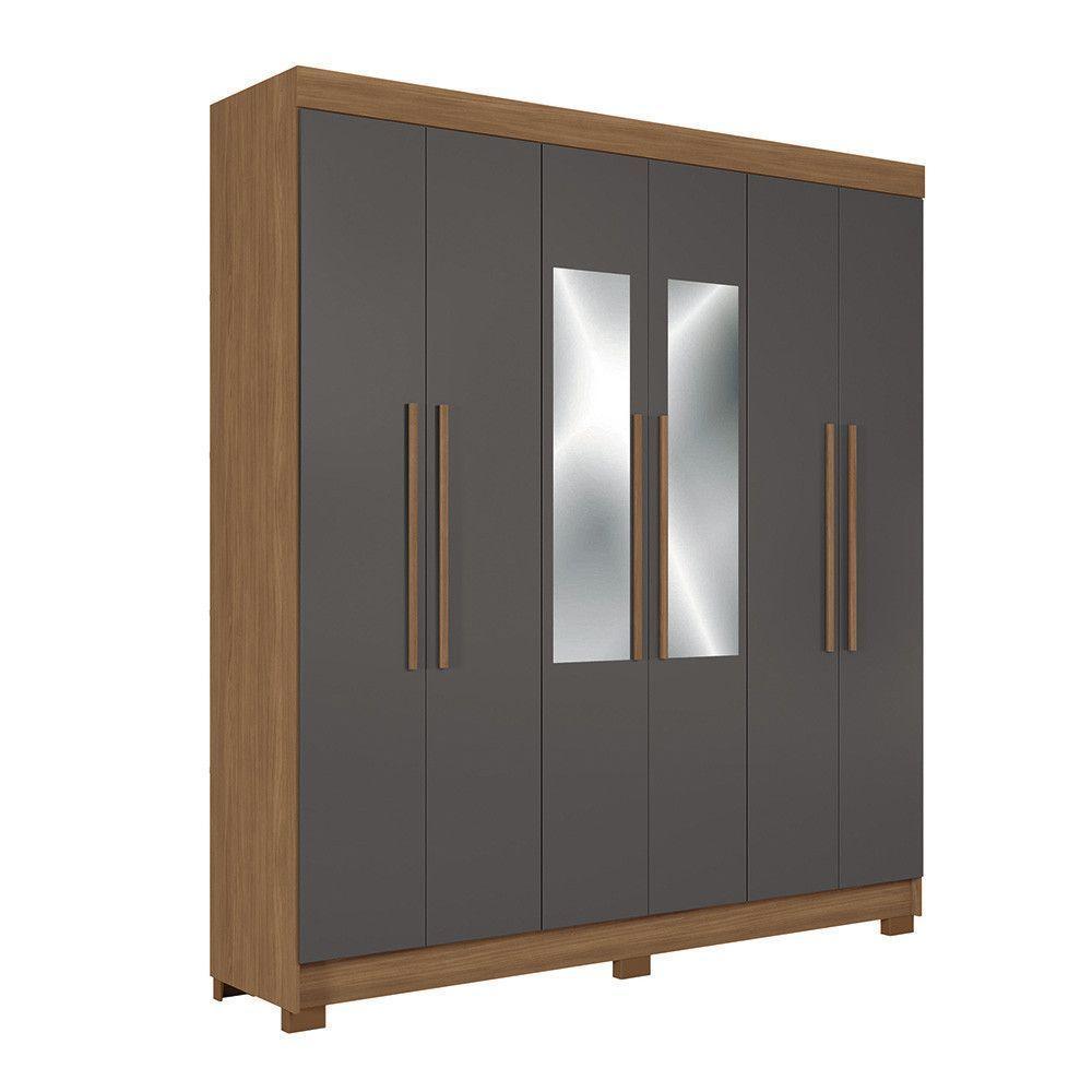 Guarda-roupa Casal 194,4cm 6 Pt 2 Gv C Esp Horácio Estilo Mm Jatoba/grafitte - 2