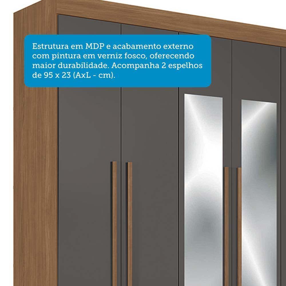 Guarda-roupa Casal 194,4cm 6 Pt 2 Gv C Esp Horácio Estilo Mm Jatoba/grafitte - 6