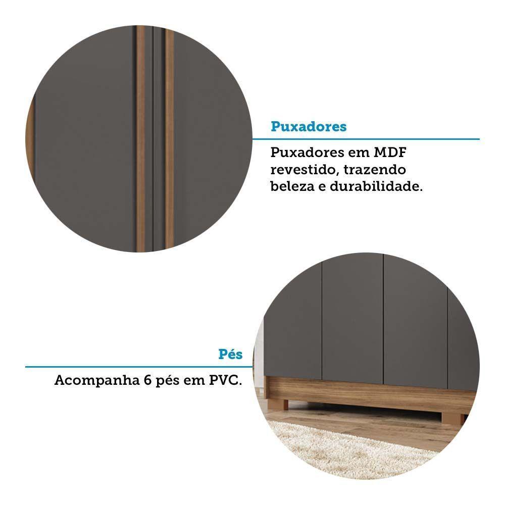 Guarda-roupa Casal 194,4cm 6 Pt 2 Gv C Esp Horácio Estilo Mm Jatoba/grafitte - 8