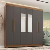 Guarda-roupa Casal 194,4cm 6 Pt 2 Gv C Esp Horácio Estilo Mm Jatoba/grafitte - 1