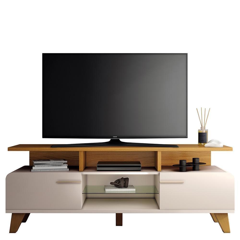 Rack Bancada Essenza 1.6 Off White-cinamomo Para Tv Até 60? - Hb Móveis Off White-cinamomo - 1