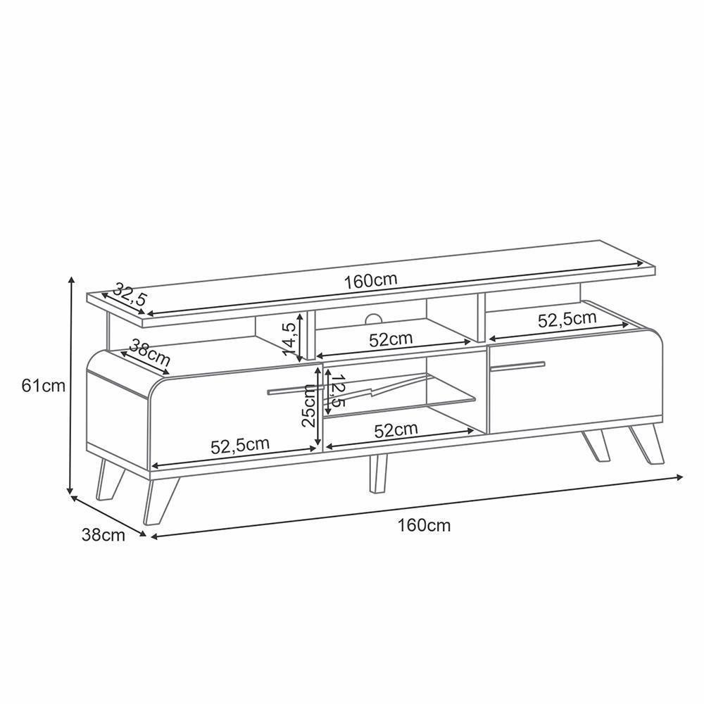 Rack Bancada Essenza 1.6 Off White-cinamomo Para Tv Até 60? - Hb Móveis Off White-cinamomo - 5
