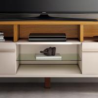 Rack Bancada Essenza 1.6 Off White-cinamomo Para Tv Até 60? - Hb Móveis Off White-cinamomo