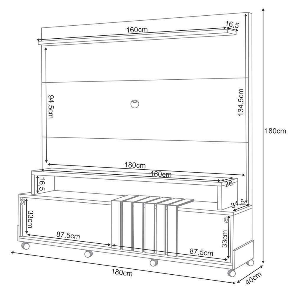 Sala De Estar Bold Com Estante, Buffet Aparador E Cristaleira Castanho-off White - Hb Móveis Castanho-off White - 3