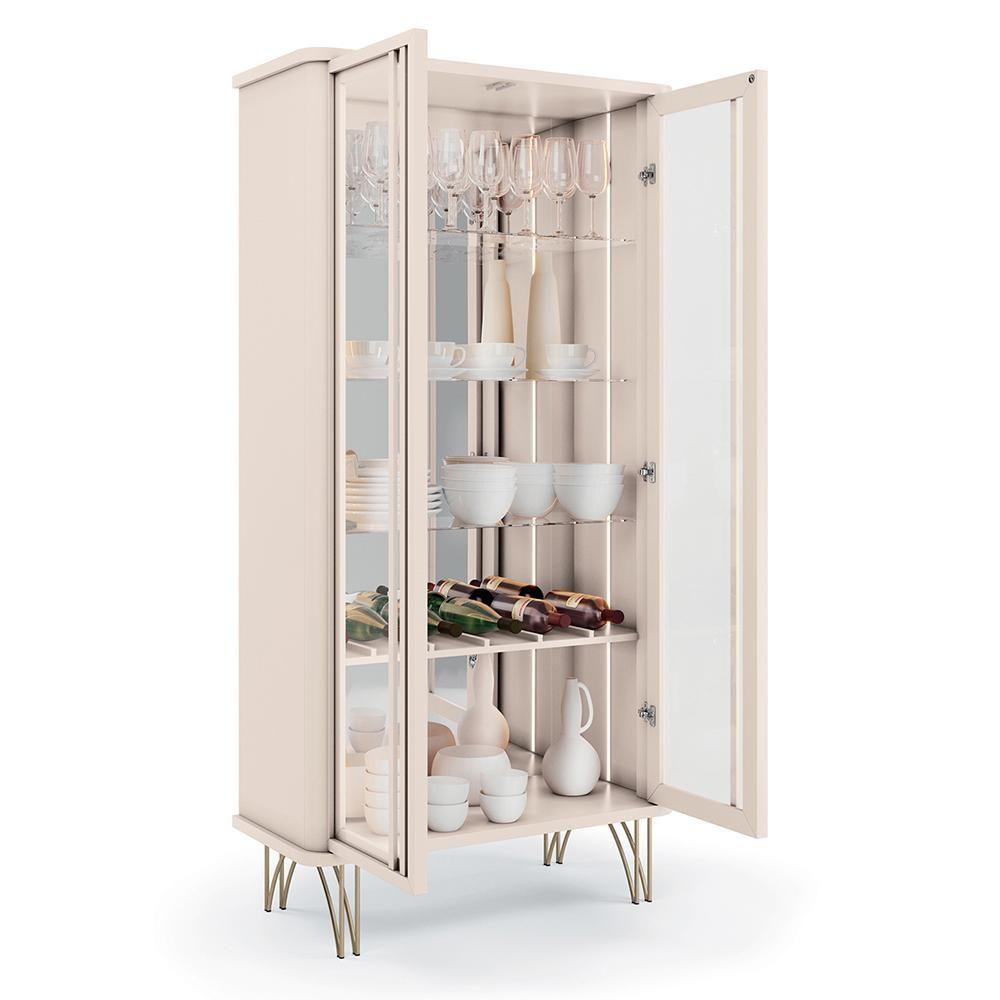 Sala De Jantar Com Cristaleira évora E Balcão Buffet Bevenuto Off White - Hb Móveis Off White - 4