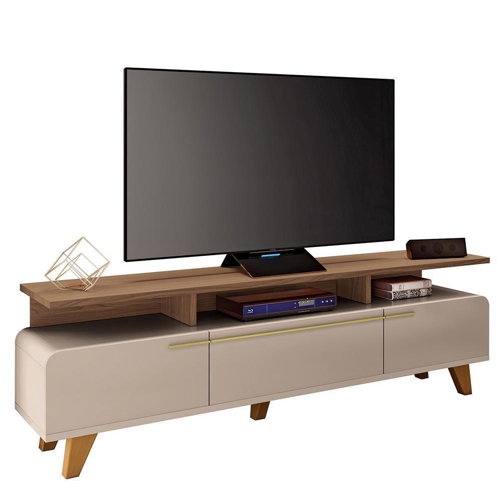 Rack Bancada Essenza 2.0 Off White-castanho Para Tv Até 70? - Hb Móveis Off White-castanho - 1