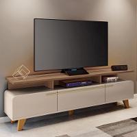 Rack Bancada Essenza 2.0 Off White-castanho Para Tv Até 70? - Hb Móveis Off White-castanho