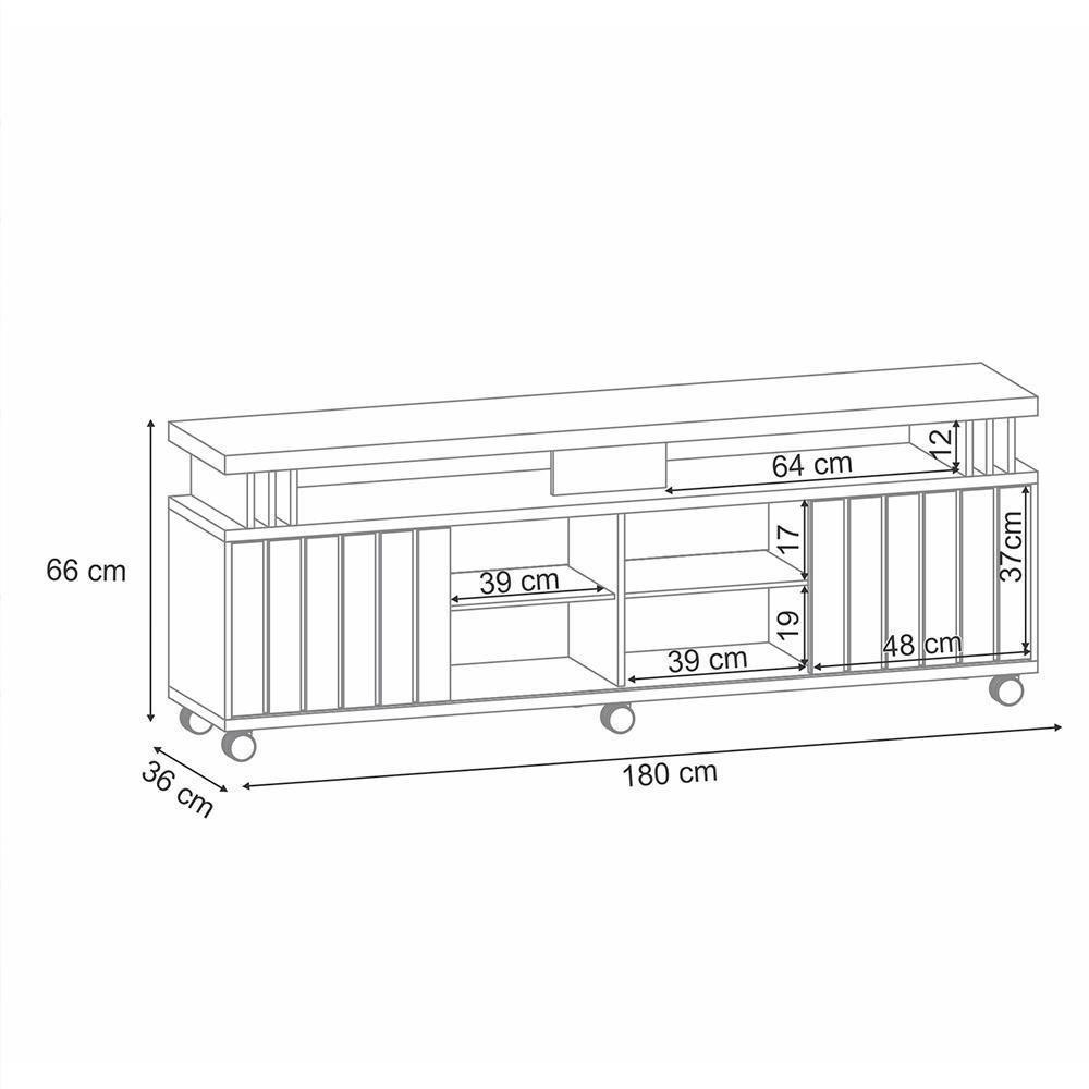 Rack Bancada Briz 1.8 Off White-castanho Para Tv Até 70? - Hb Móveis Off White-castanho - 2